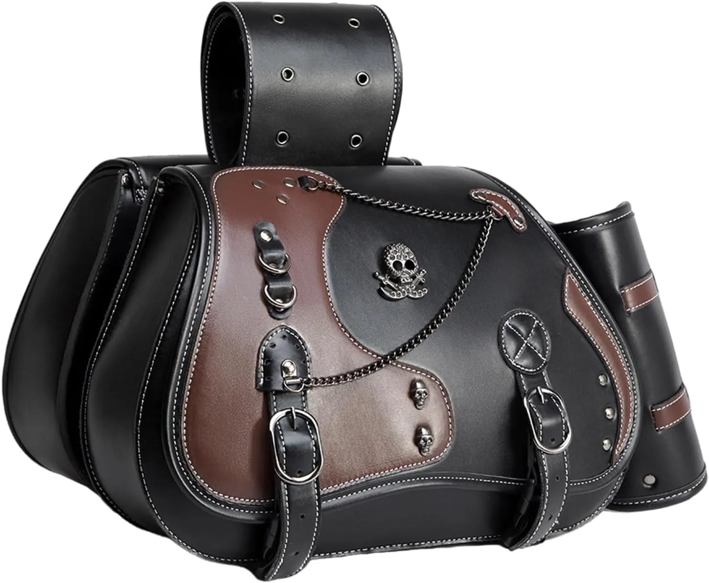1 Pair Travel Luggage Storage Bag Saddlebag Motorbike Accessories Tool Bag Retro Punk Styles Saddlebag PU Side Bag