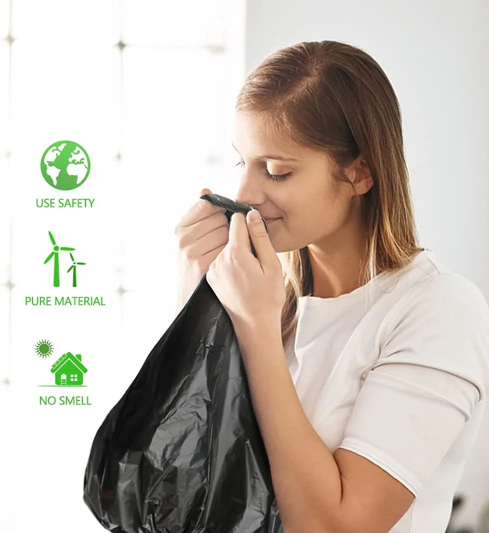 10 Gallon 40 Counts Tall Kitchen Black Trash Bags Garbage Bags by Teivio, Bathroom Trash Can Bin Liners, Plastic Bags for home office kitchen, Black