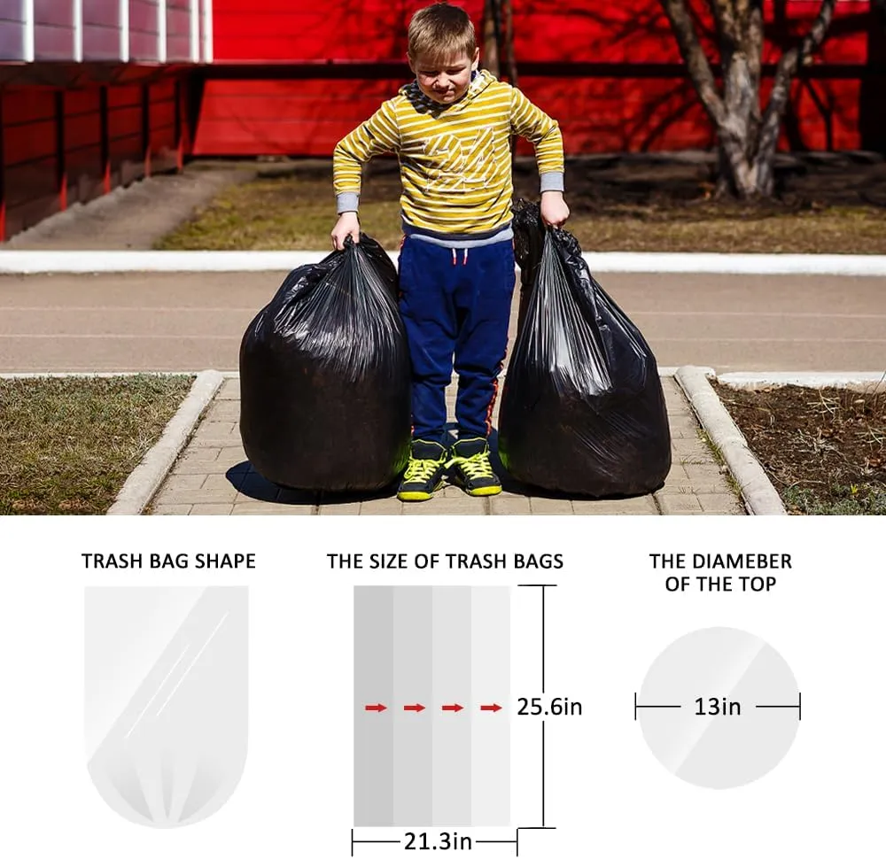 10 Gallon 40 Counts Tall Kitchen Black Trash Bags Garbage Bags by Teivio, Bathroom Trash Can Bin Liners, Plastic Bags for home office kitchen, Black