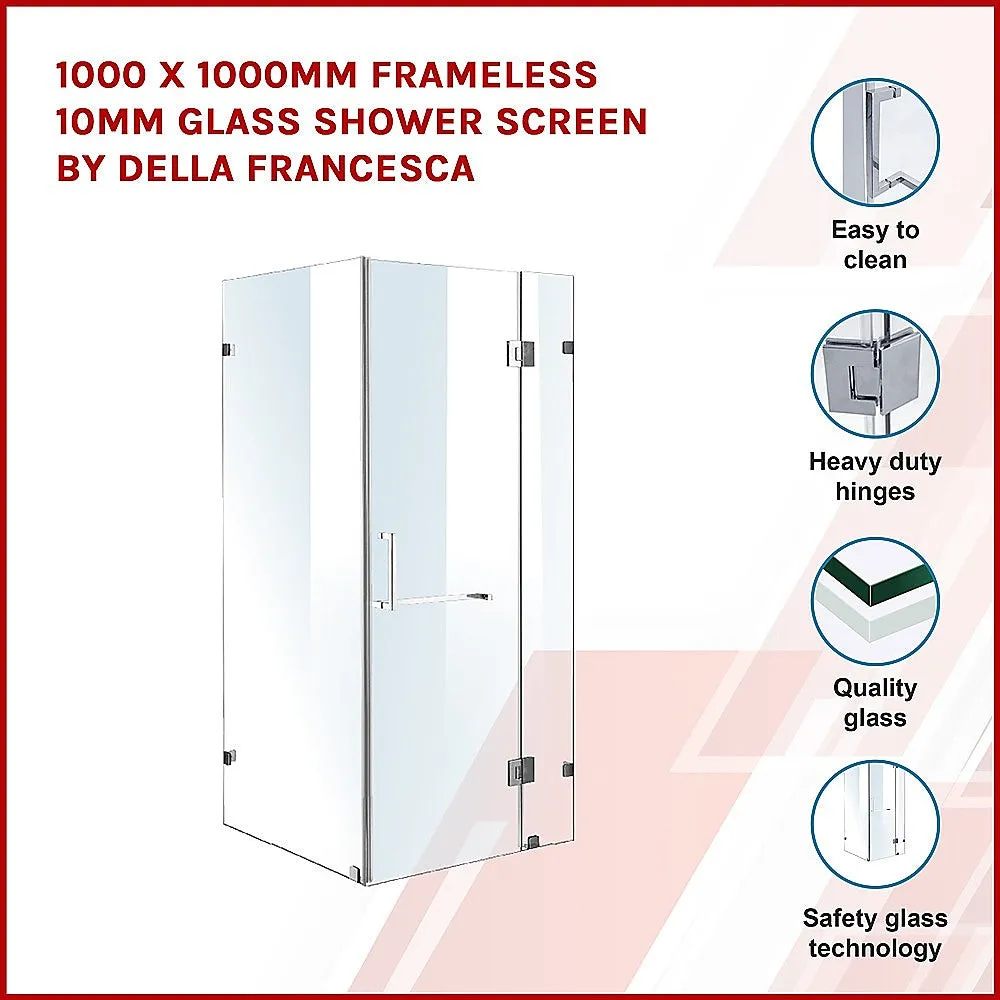 1000 x 1000mm Frameless 10mm Glass Shower Screen | Della Francesca Design