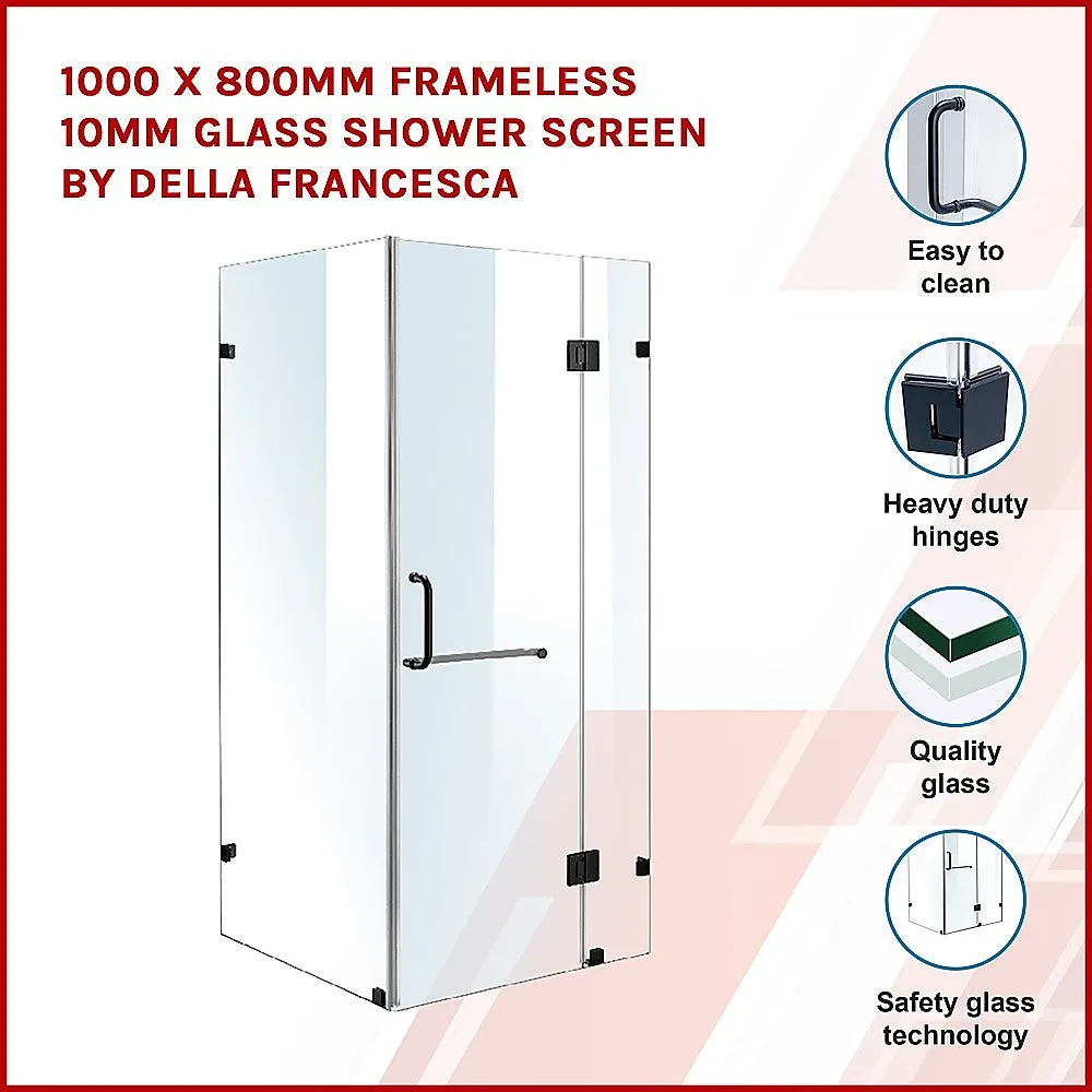 1000 x 800mm Frameless 10mm Glass Shower Screen | By Della Francesca