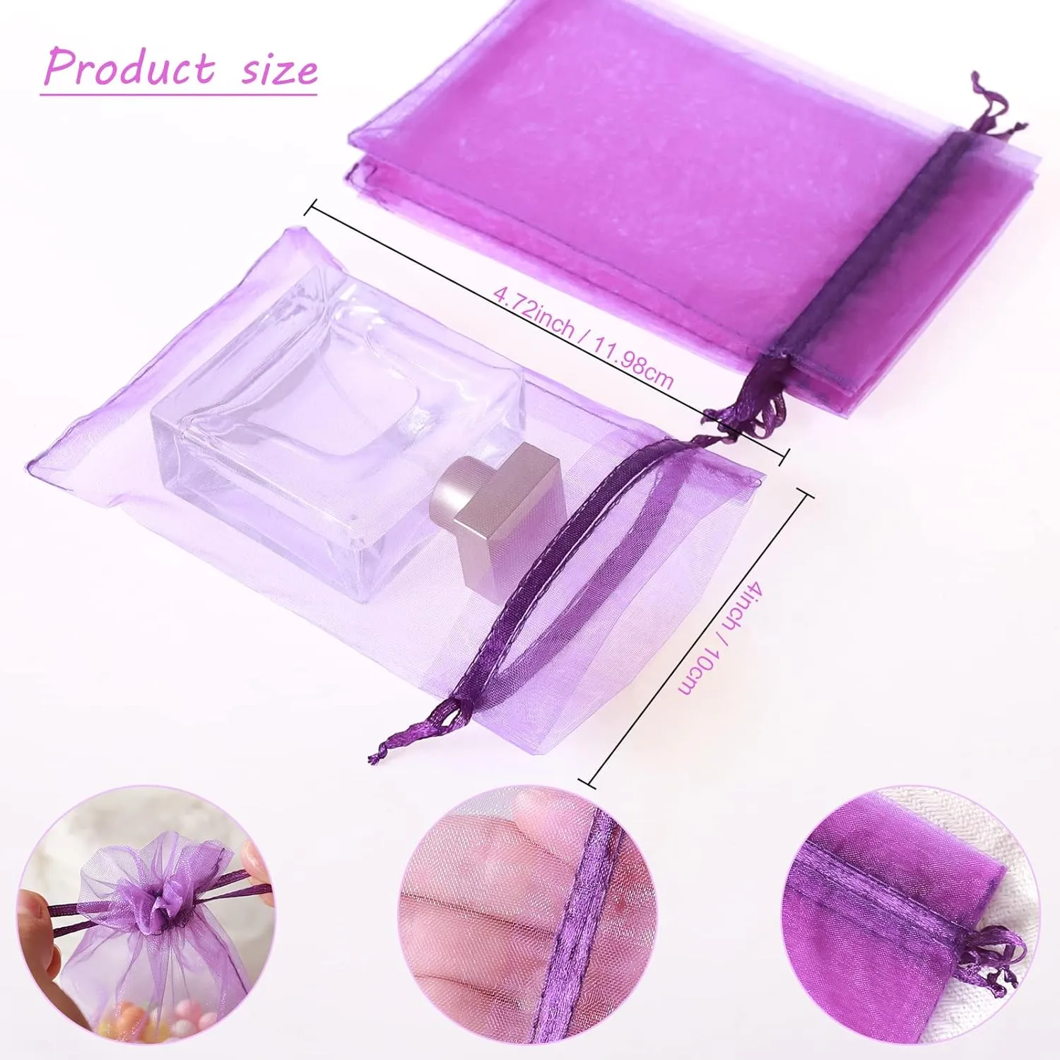 100PCS 4X4.72" Mixed Color Satin Drawstring Organza Pouch Gift Bags for Wedding, Party, Jewelry, Christmas, Festival, Bathroom Soaps, Makeup