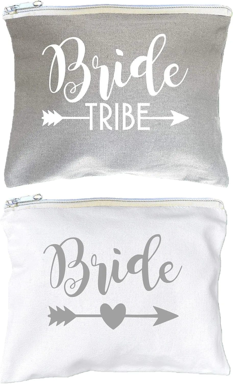 12 PACK SET   1 BRIDE BAG Premium Natural Cotton Canvas Makeup Bag- Bridesmaids Gifts for the Bachelorette Party or Bridal Shower