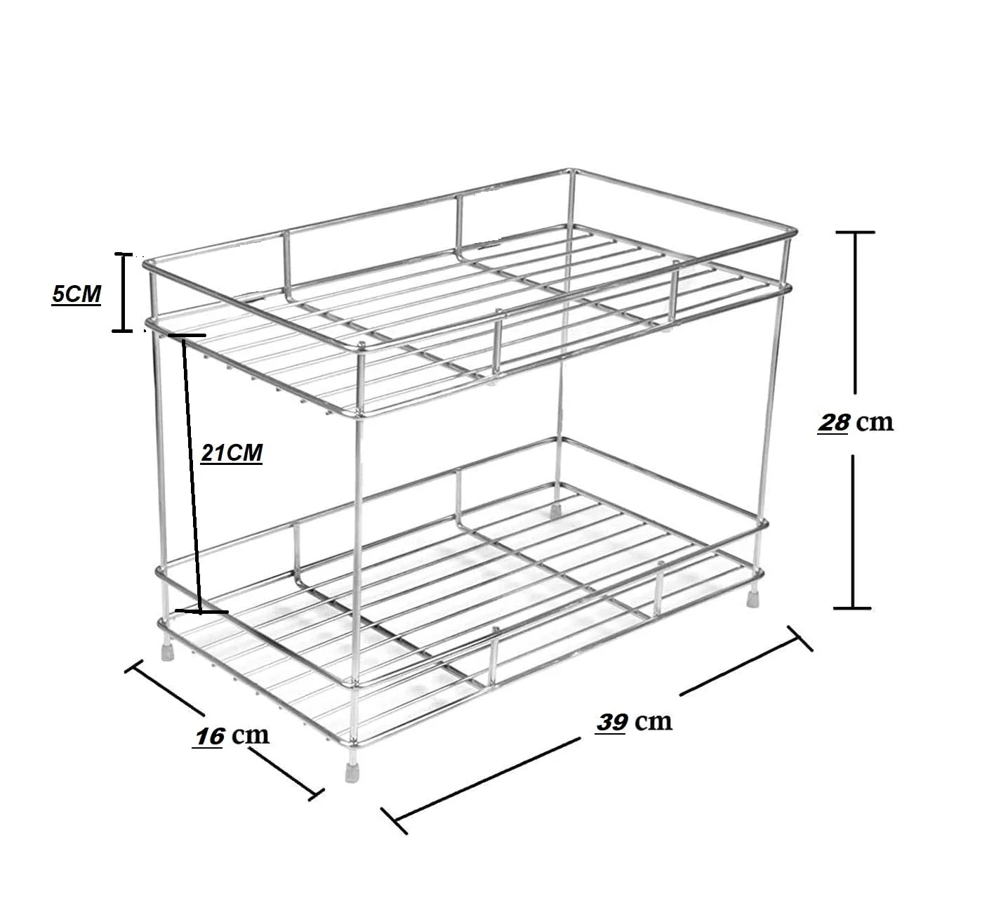 12FOR COLLECTION Heavy Stainless Steel Kitchen Rack, Kitchen Organizer, Space Saver, Counter top Kitchen Stand 2-Tier Trolley Basket for Boxes Utensils Dishes Plates for Home, Tiered Shelf