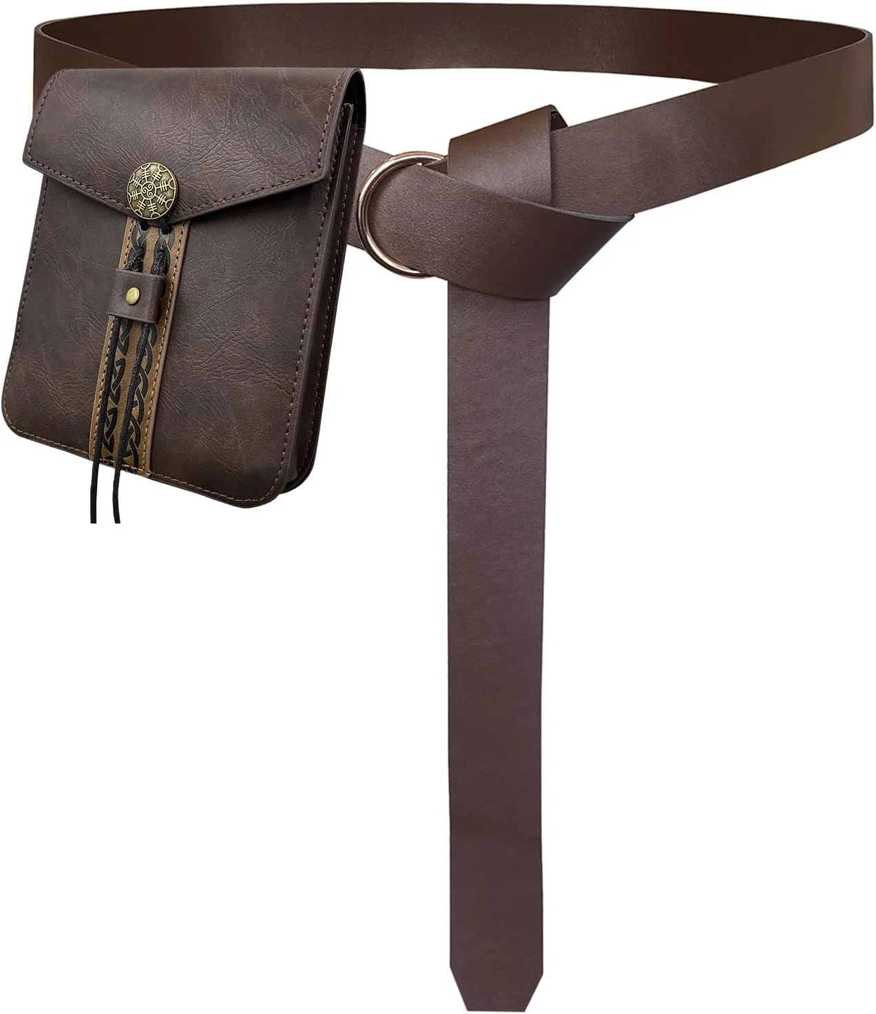 2 PCs Medieval Vintage belt Bag Set, Middle Ages Faux Leather Belt with Belt Pouch, Renaissance Costume Accessories