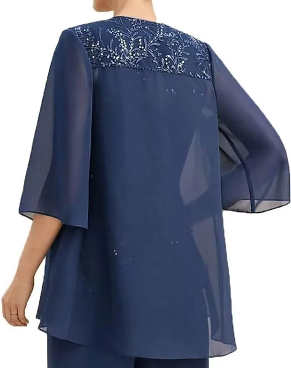 2 Pieces Mother of The Bride Dresses with Jacket Chiffon Sequin Wedding Guest Dresses Long 2025