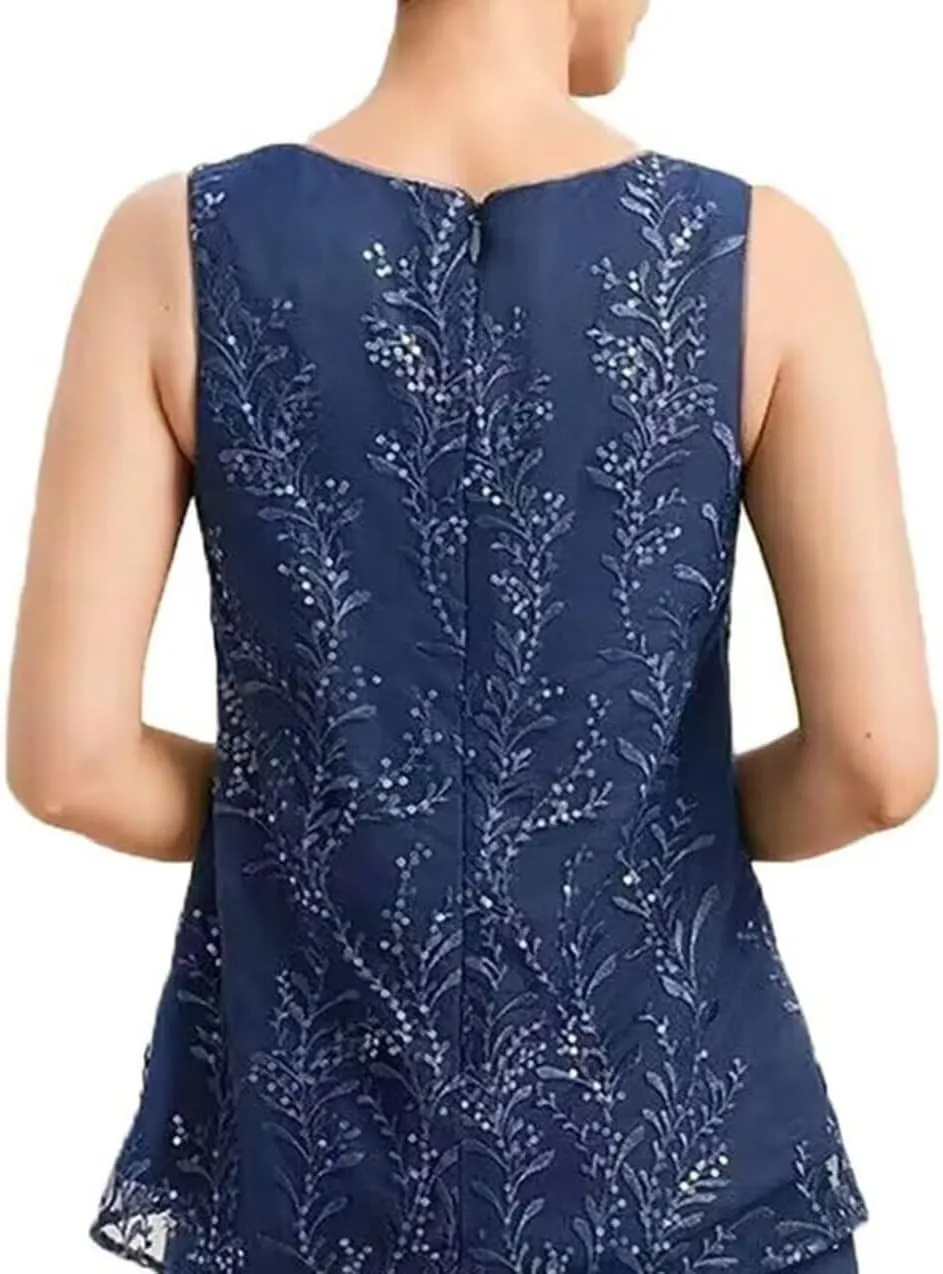2 Pieces Mother of The Bride Dresses with Jacket Chiffon Sequin Wedding Guest Dresses Long 2025