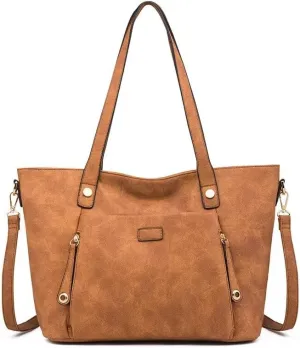 2023 Women Bag Solid Color Leisure Composite Bag Large Capacity Handbag Versatile Femal Shoulder Bags (Brown)