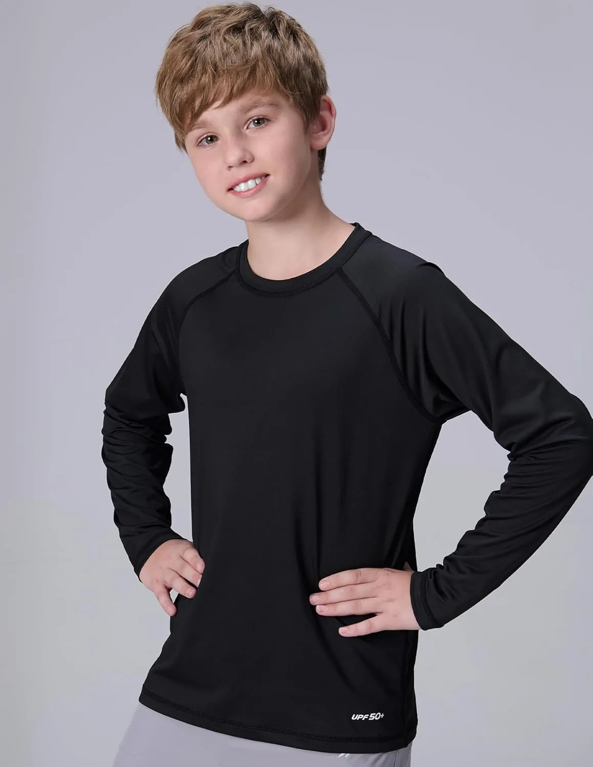 3 Pack Boys' UPF 50  Rash Guard Long Sleeve Swim Shirts, Quick Dry UV Protection Swimwear for Kids