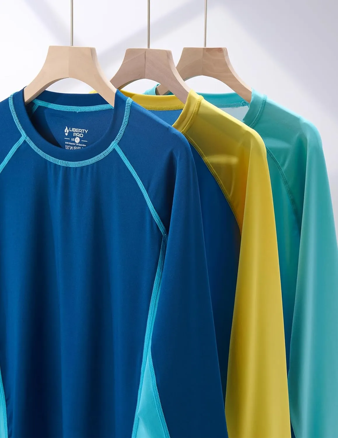 3 Pack Boys' UPF 50  Rash Guard Long Sleeve Swim Shirts, Quick Dry UV Protection Swimwear for Kids