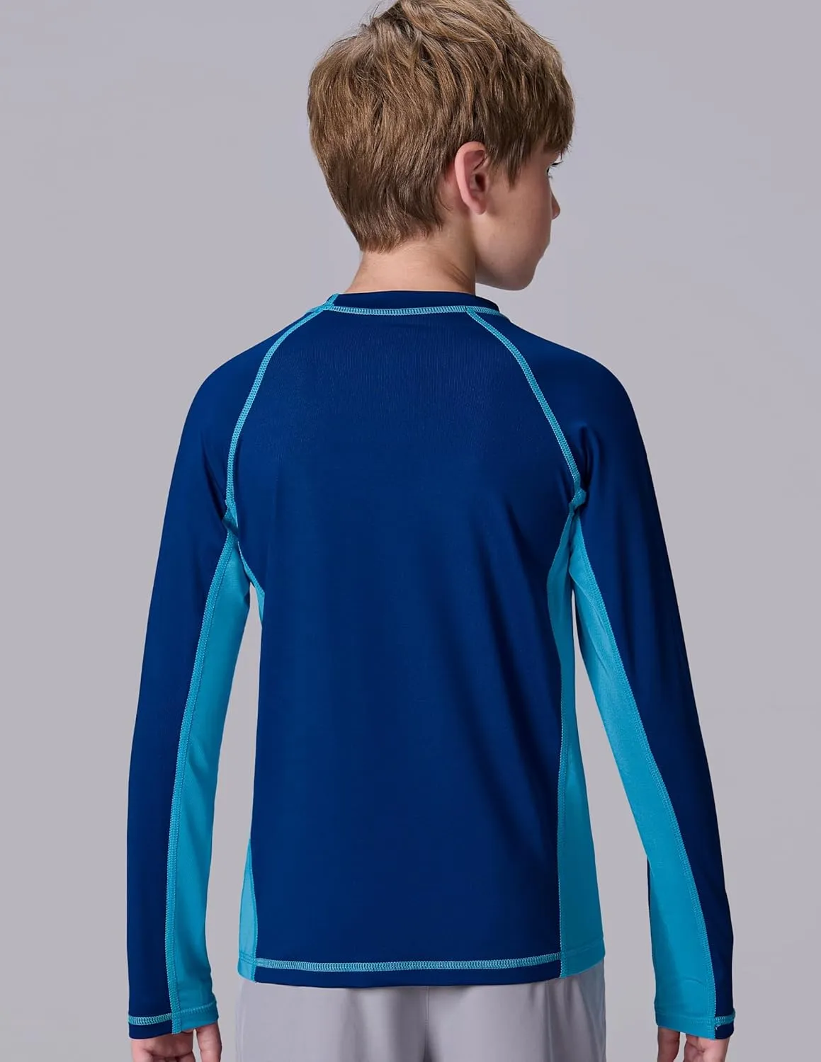 3 Pack Boys' UPF 50  Rash Guard Long Sleeve Swim Shirts, Quick Dry UV Protection Swimwear for Kids