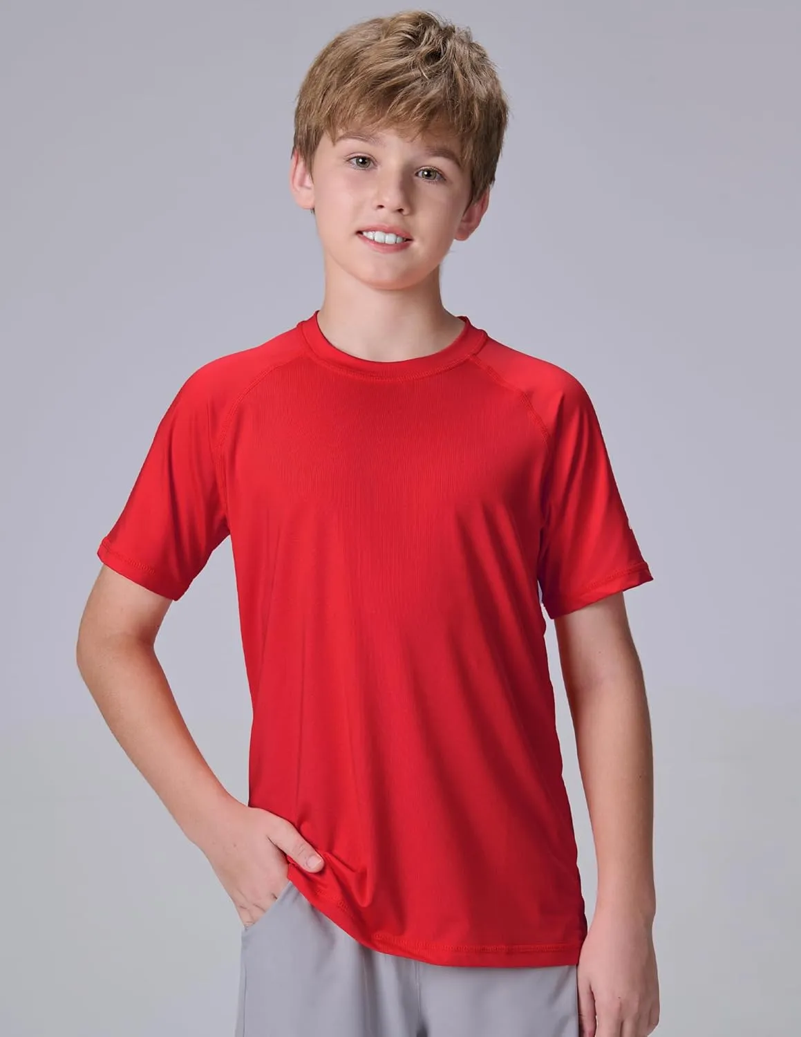 3 Pack Boys' UPF 50  Rash Guard Short Sleeve Swim Shirts, Quick Dry UV Protection Swimwear for Kids
