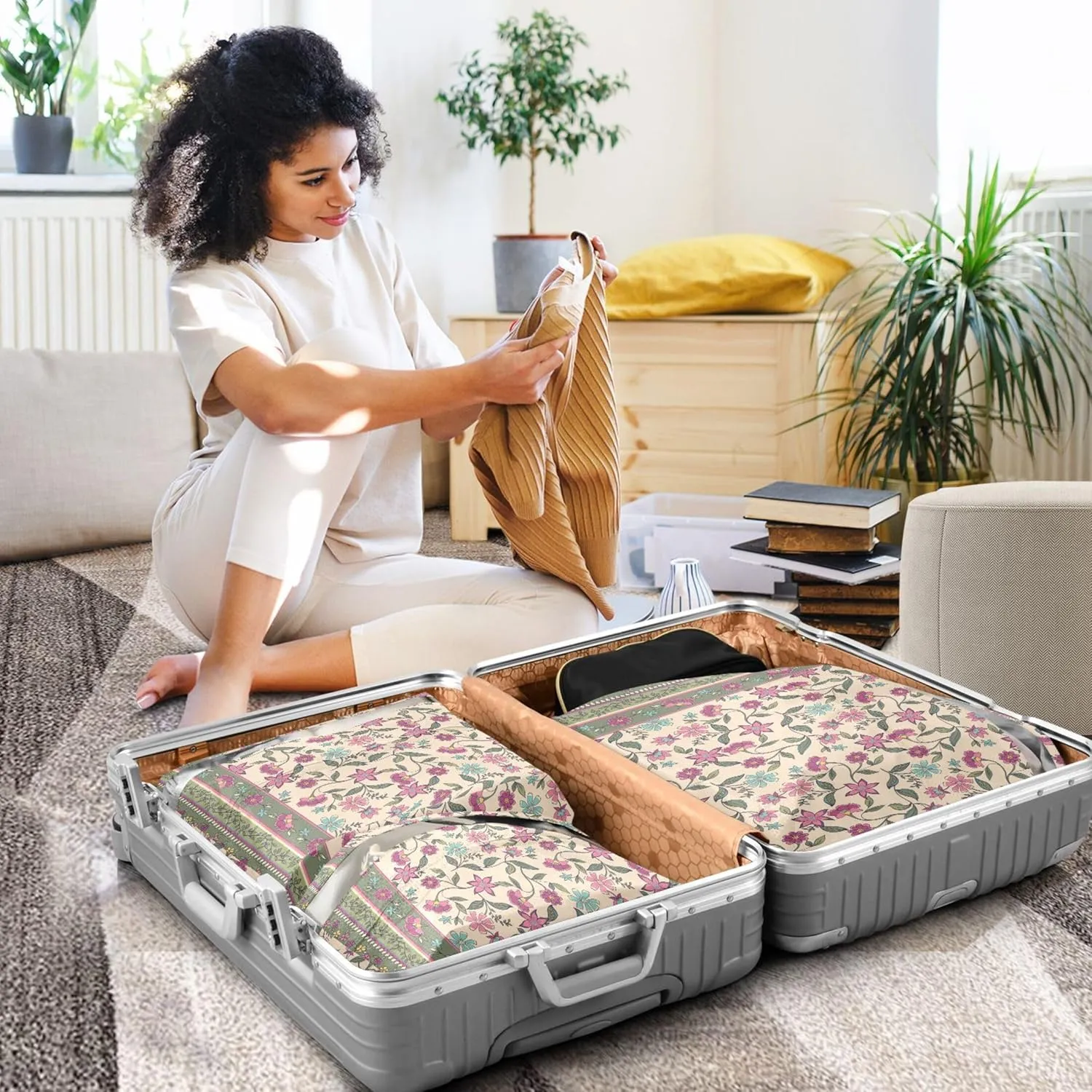 3 Set Packing Cubes Luggage Packing Organizers Indian Bohemian Travel Packing Storage Bags for Suitcase Travel Accessories
