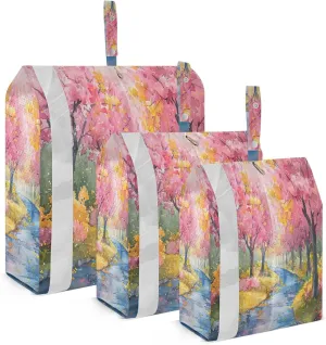 3 Set Travel Packing Cubes Lightweight Foldable Beautiful Blossom Trees Luggage Bags Organizers for Travel Accessories Travel Essentials