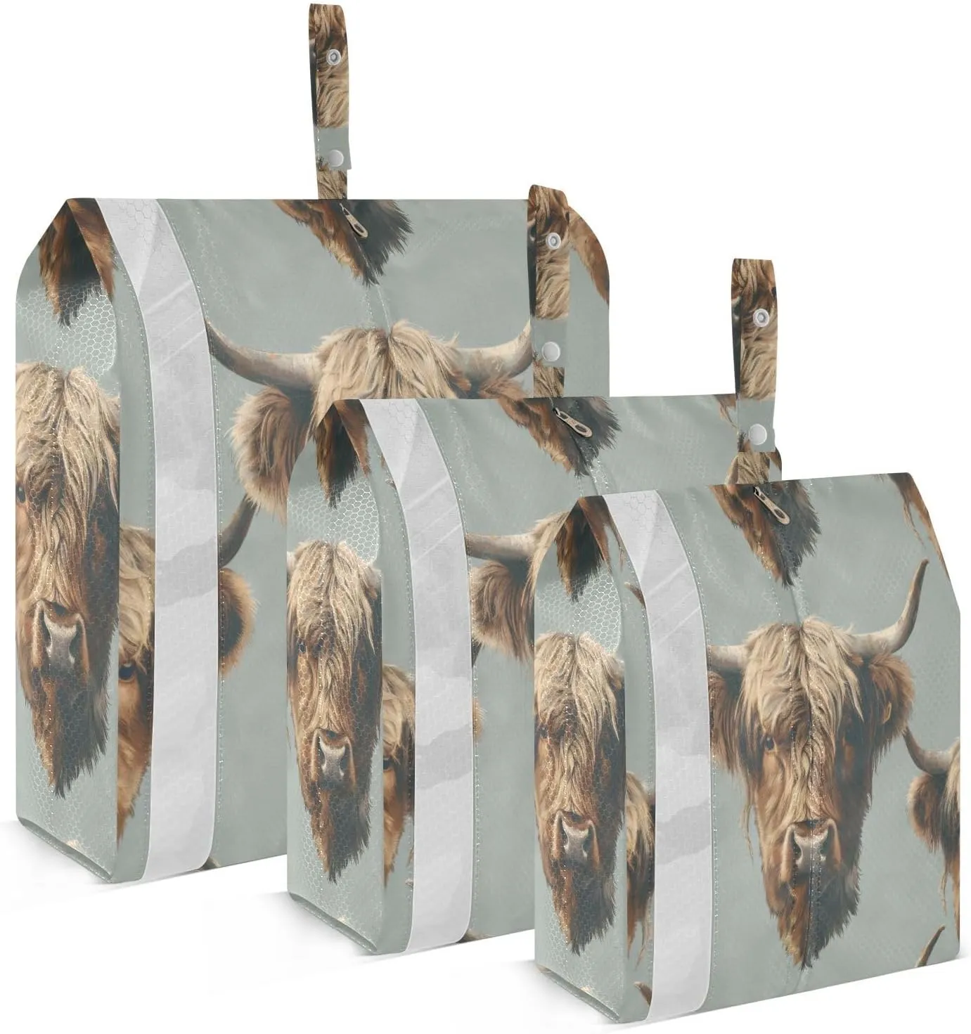 3 Set Travel Packing Cubes Lightweight Foldable Highland Cattle Luggage Bags Organizers for Travel Accessories Travel Essentials