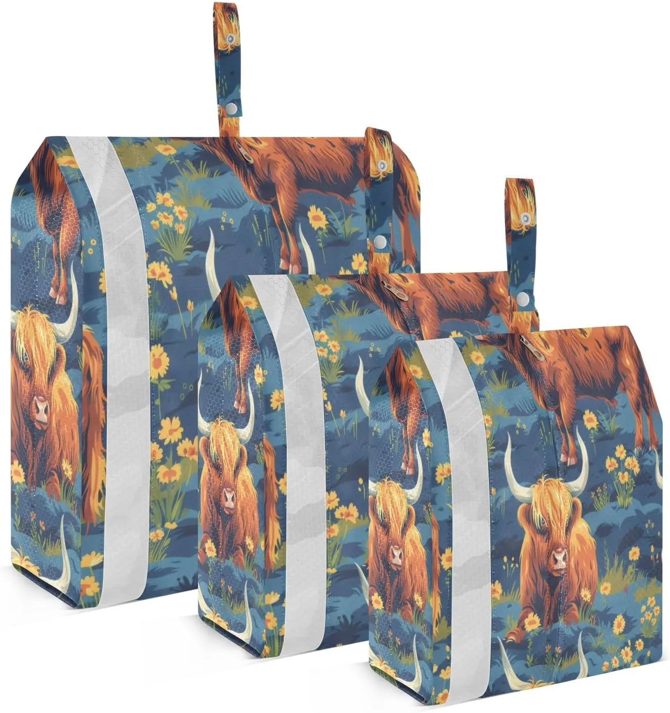 3 Set Travel Packing Cubes Lightweight Foldable Highland Cattle Luggage Bags Organizers for Travel Accessories Travel Essentials