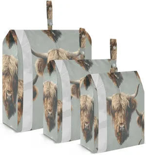 3 Set Travel Packing Cubes Lightweight Foldable Highland Cattle Luggage Bags Organizers for Travel Accessories Travel Essentials