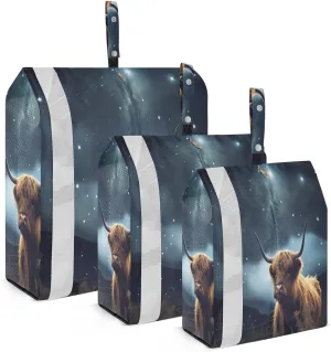 3 Set Travel Packing Cubes Lightweight Foldable Highland Cattle Pattern Luggage Bags Organizers for Travel Accessories Travel Essentials