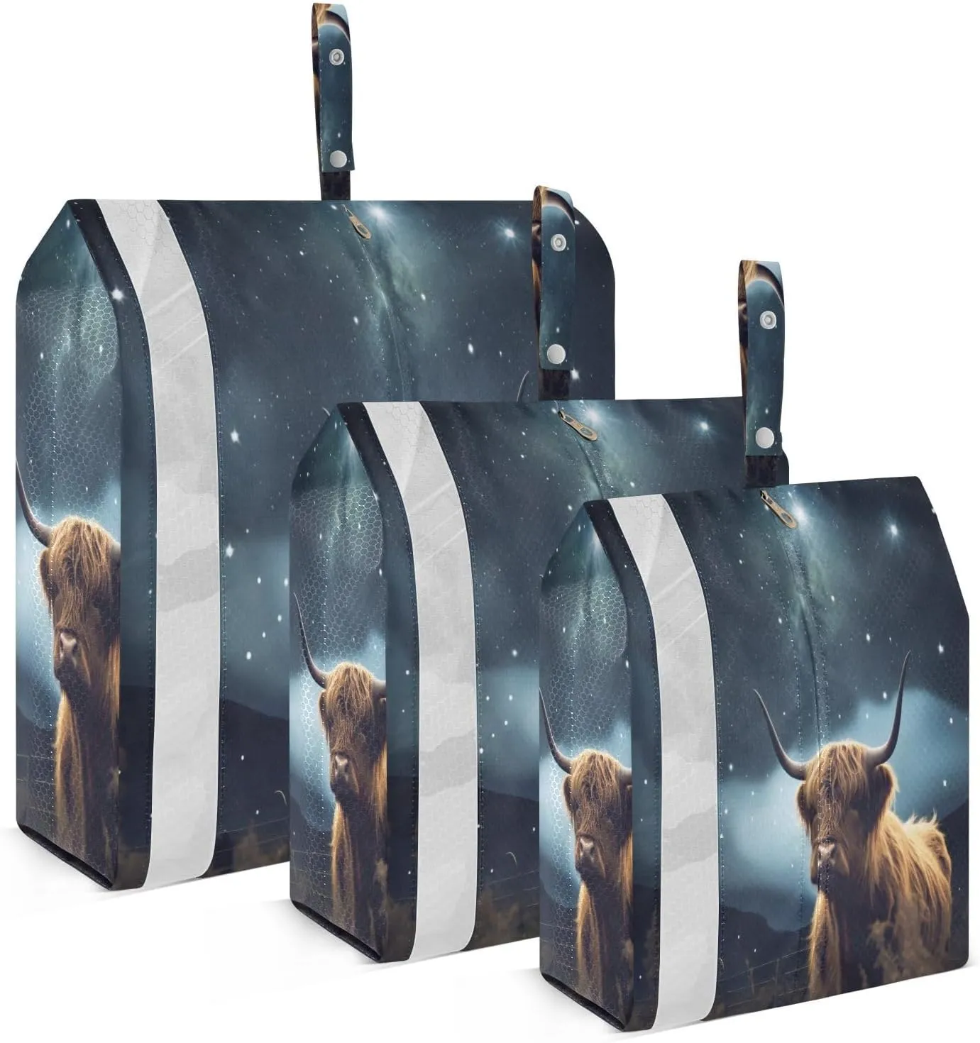 3 Set Travel Packing Cubes Lightweight Foldable Highland Cattle Pattern Luggage Bags Organizers for Travel Accessories Travel Essentials