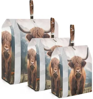 3 Set Travel Packing Cubes Lightweight Foldable Highland Cow Luggage Bags Organizers for Travel Accessories Travel Essentials
