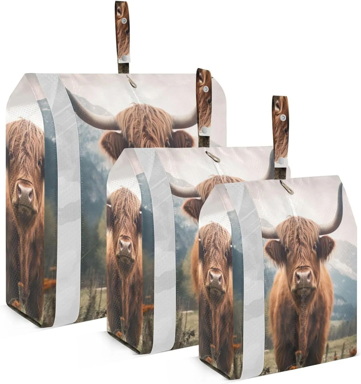 3 Set Travel Packing Cubes Lightweight Foldable Highland Cow Luggage Bags Organizers for Travel Accessories Travel Essentials