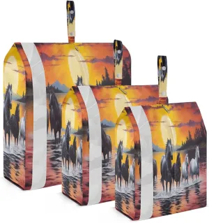 3 Set Travel Packing Cubes Lightweight Foldable Horses in Water Luggage Bags Organizers for Travel Accessories Travel Essentials