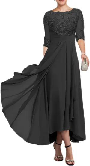 3/4 Sleeves Mother of The Bride Dresses for Women Chiffon Lace Appliques Formal Dress Evening Gown