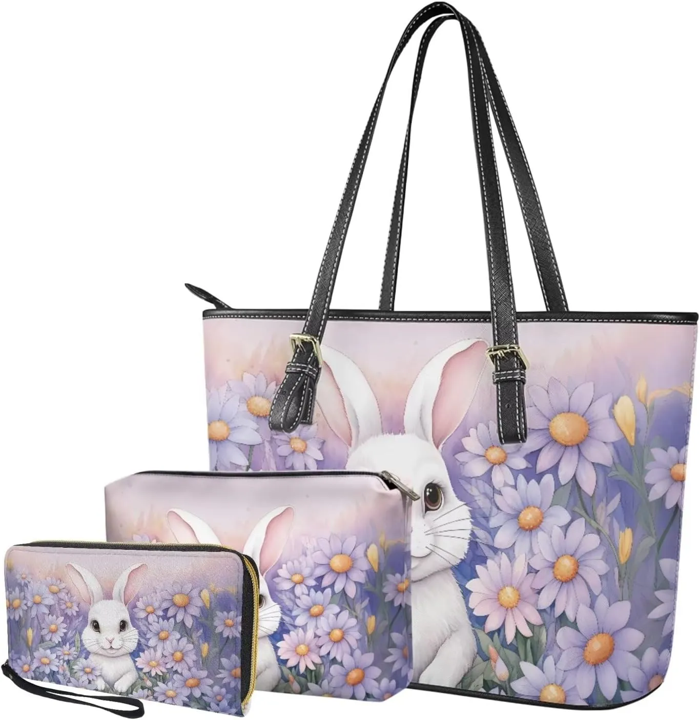 3Pcs Saddle Bags Set Bucket Bags Satchel Bags for Women Clutch Bag with Chain Wristlet Wallets for Women