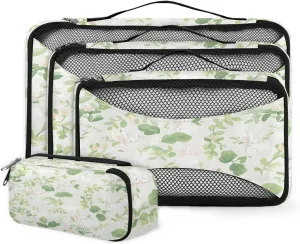4 Set Packing Cubes for Suitcases, Travel Essentials for Carry on Luggage, Abstract Rabbit Suitcase Organizers for Clothes Shoes Toiletries Travel Accessories in 4 Sizes - Colorful Rabbit