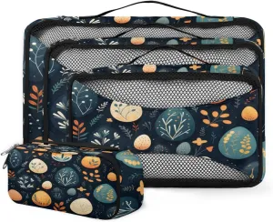 4 Set Packing Cubes for Suitcases, Travel Essentials for Carry on Luggage, Boho Floral Suitcase Organizers for Clothes Shoes Toiletries Travel Accessories in 4 Sizes - Easter Egg
