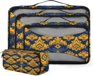 4 Set Packing Cubes for Suitcases, Travel Essentials for Carry on Luggage, Botanic Flower Suitcase Organizers for Clothes Shoes Toiletries Travel Accessories in 4 Sizes - Vintage Floral
