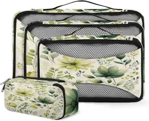 4 Set Packing Cubes for Suitcases, Travel Essentials for Carry on Luggage, Bright Flowers Suitcase Organizers for Clothes Shoes Toiletries Travel Accessories in 4 Sizes - Ethnic Flowers