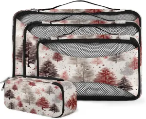 4 Set Packing Cubes for Suitcases, Travel Essentials for Carry on Luggage, Christmas Tree Suitcase Organizers for Clothes Shoes Toiletries Travel Accessories in 4 Sizes - Cartoon Tree