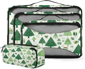 4 Set Packing Cubes for Suitcases, Travel Essentials for Carry on Luggage, Christmas Tree Suitcase Organizers for Clothes Shoes Toiletries Travel Accessories in 4 Sizes - Lovely Tree