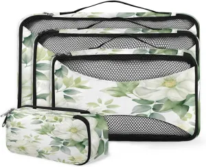 4 Set Packing Cubes for Suitcases, Travel Essentials for Carry on Luggage, Dreamy Flowers Suitcase Organizers for Clothes Shoes Toiletries Travel Accessories in 4 Sizes - Colorful Flowers