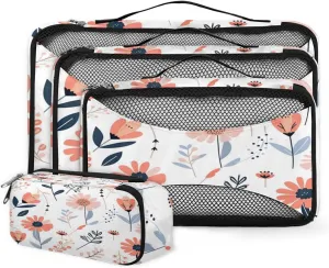 4 Set Packing Cubes for Suitcases, Travel Essentials for Carry on Luggage, Fantastic Flowers Suitcase Organizers for Clothes Shoes Toiletries Travel Accessories in 4 Sizes - Mystical Flowers