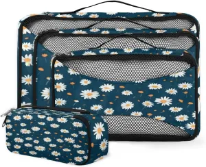 4 Set Packing Cubes for Suitcases, Travel Essentials for Carry on Luggage, Graffiti Flowers Suitcase Organizers for Clothes Shoes Toiletries Travel Accessories in 4 Sizes - Artistic Flowers