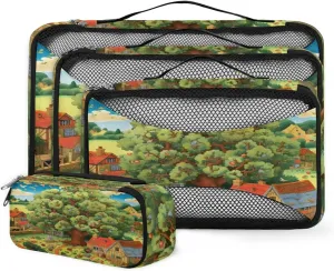 4 Set Packing Cubes for Suitcases, Travel Essentials for Carry on Luggage, Green Tree Suitcase Organizers for Clothes Shoes Toiletries Travel Accessories in 4 Sizes - Fantastic Village