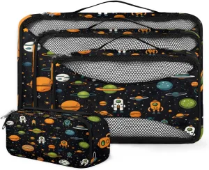 4 Set Packing Cubes for Suitcases, Travel Essentials for Carry on Luggage, Various Galaxy Suitcase Organizers for Clothes Shoes Toiletries Travel Accessories in 4 Sizes - Artistic Galaxy