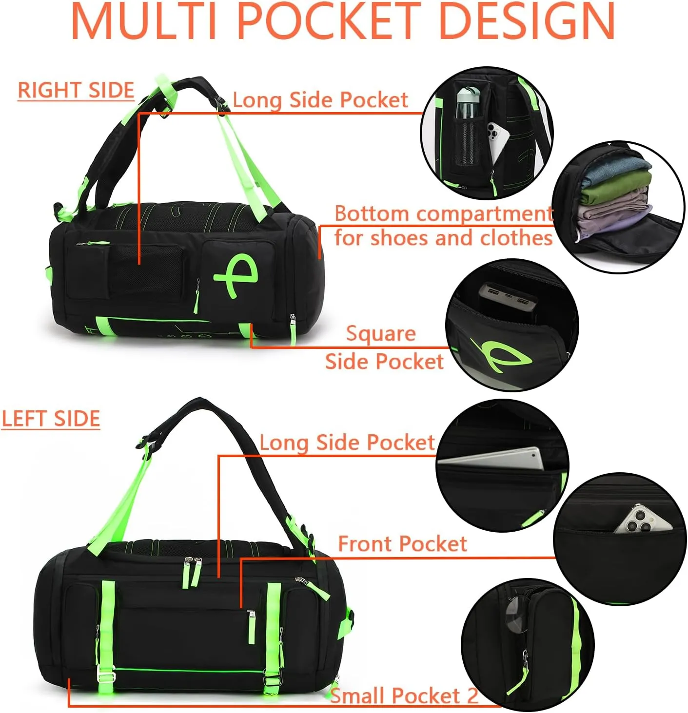 40L Extra Large Gym Backpack for Men, Big Gym Bag with Shoes Compartment, Waterproof Heavy Duty Duffel Bags, Men's Workout Backpacks for Outdoor Sport,Hiking,Camping,Travel