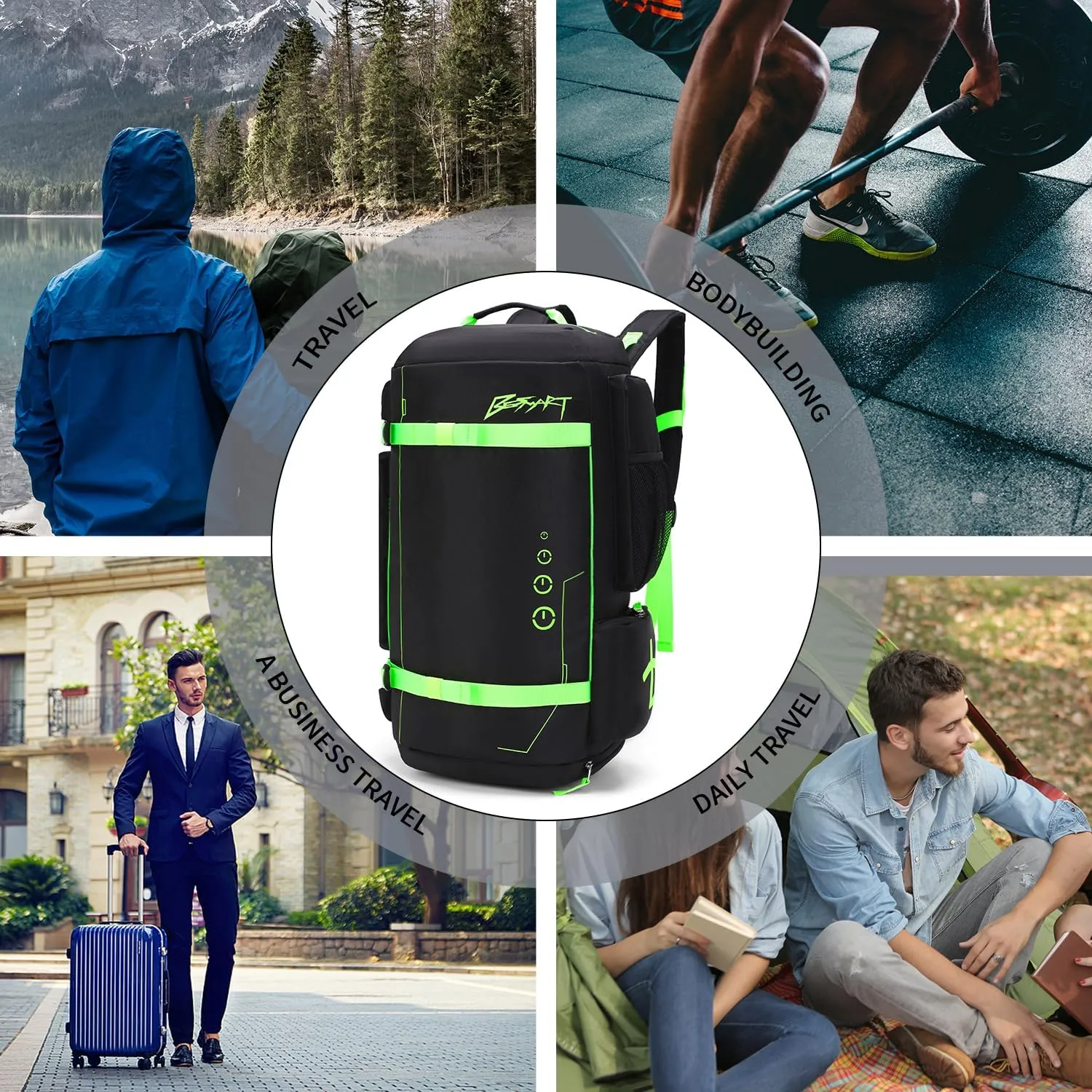 40L Extra Large Gym Backpack for Men, Big Gym Bag with Shoes Compartment, Waterproof Heavy Duty Duffel Bags, Men's Workout Backpacks for Outdoor Sport,Hiking,Camping,Travel