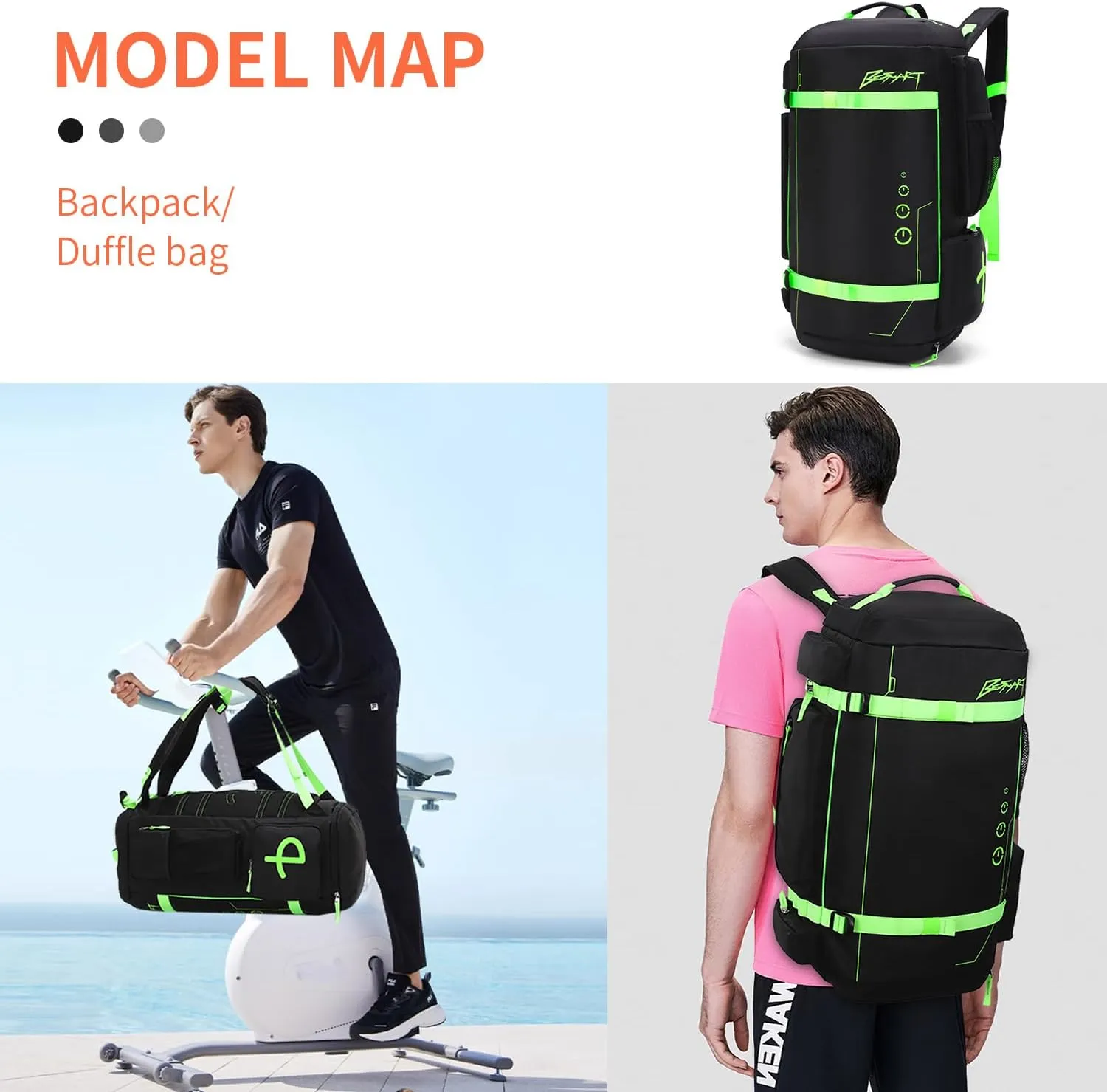 40L Extra Large Gym Backpack for Men, Big Gym Bag with Shoes Compartment, Waterproof Heavy Duty Duffel Bags, Men's Workout Backpacks for Outdoor Sport,Hiking,Camping,Travel