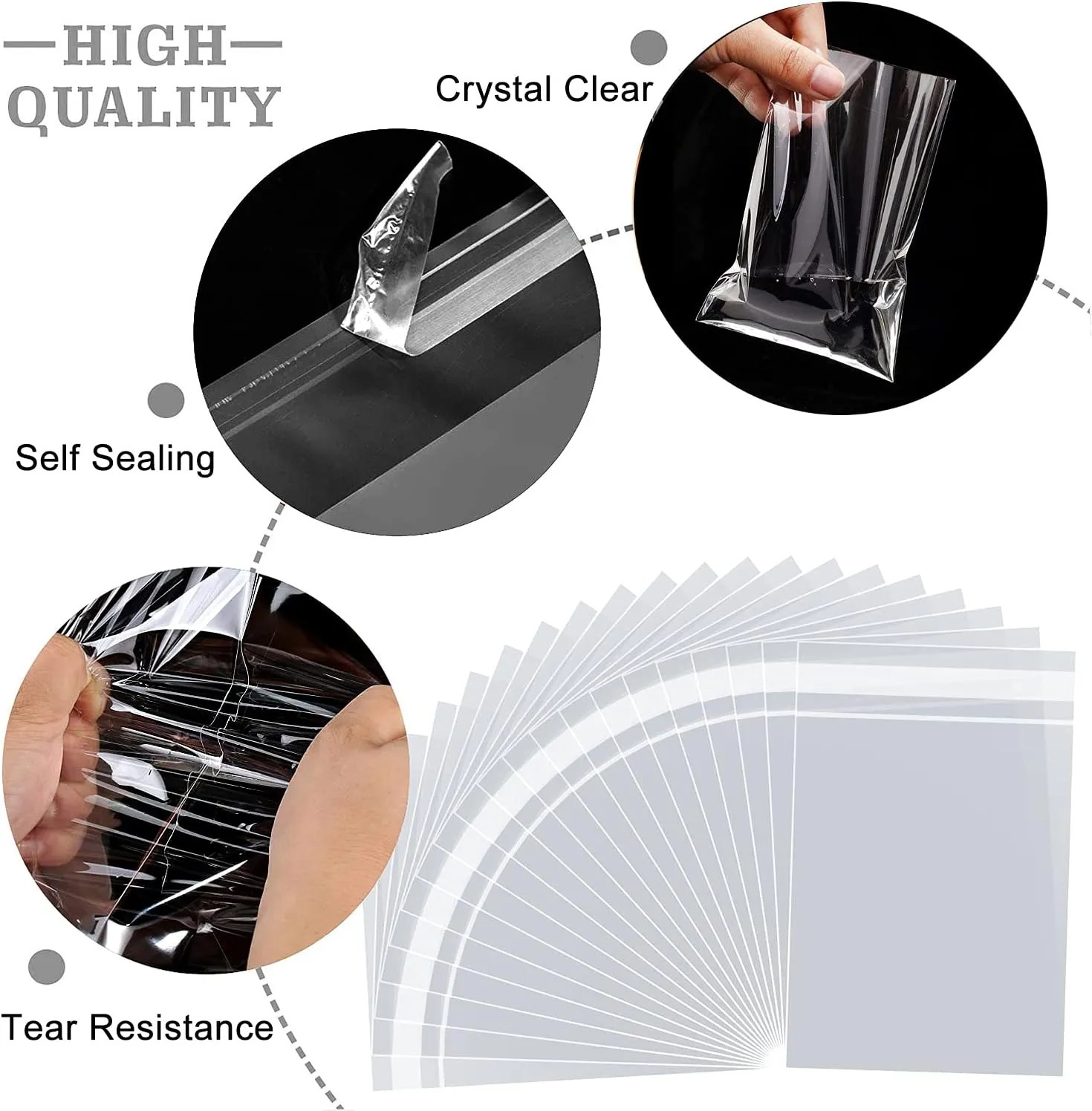 50 pcs Cellophane Bags 10 X 13 Inch Self Sealing Clear Cellophane Bags,for Fits A4, Clothing, T-shirts,Decorative Wrappers, Party Favors, Artwork and More