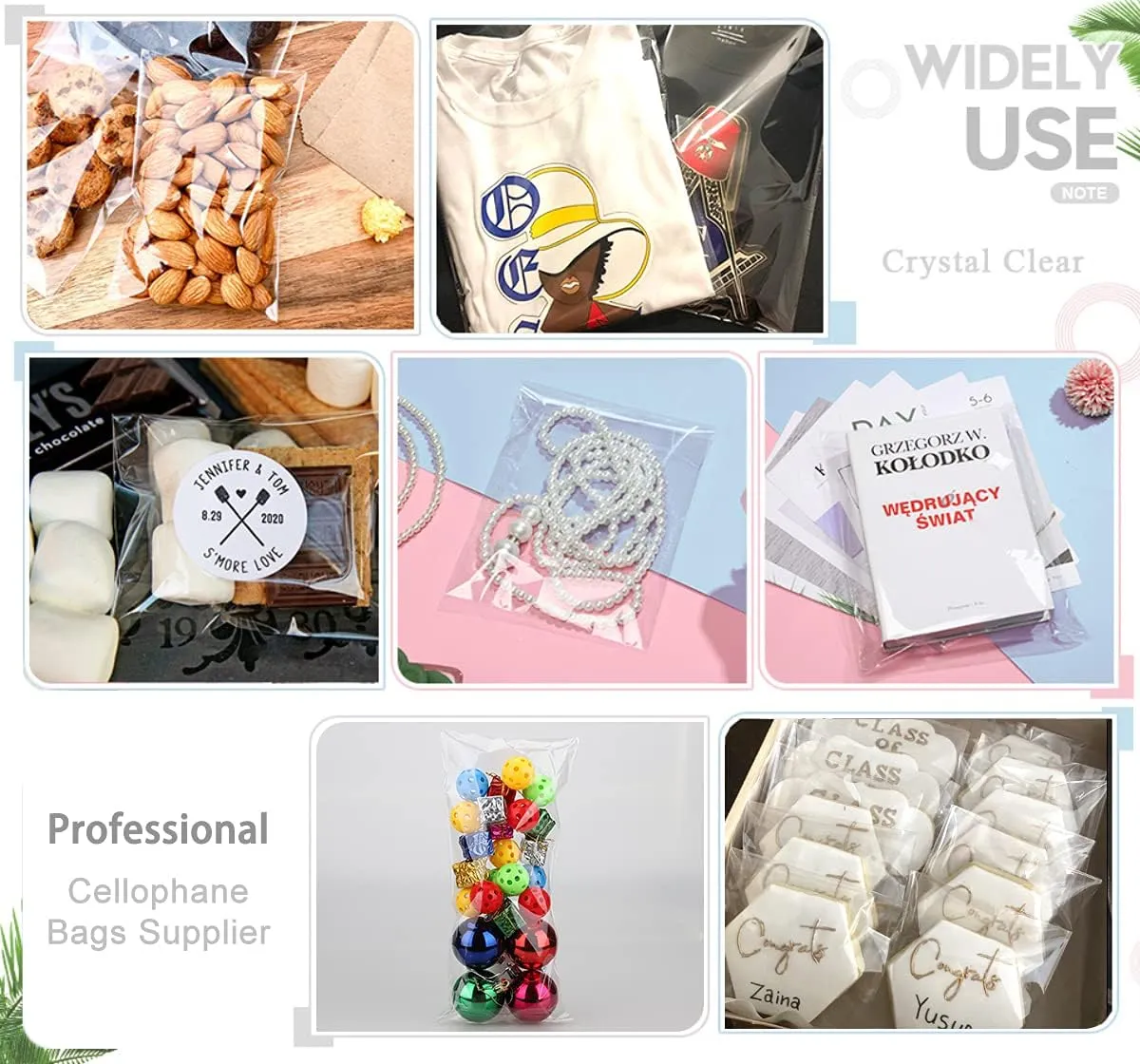 50 pcs Cellophane Bags 10 X 13 Inch Self Sealing Clear Cellophane Bags,for Fits A4, Clothing, T-shirts,Decorative Wrappers, Party Favors, Artwork and More