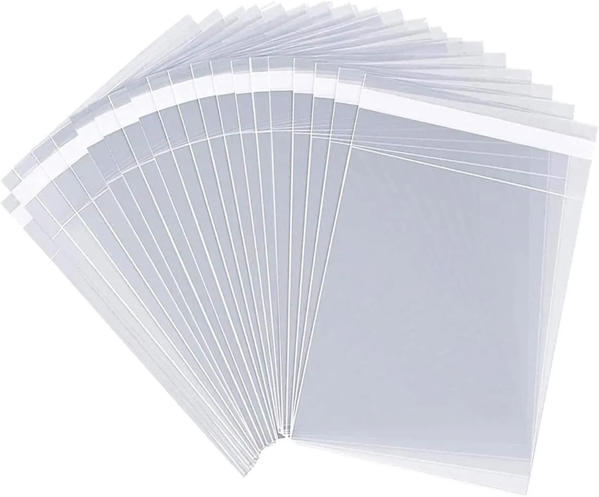 50 pcs Cellophane Bags 10 X 13 Inch Self Sealing Clear Cellophane Bags,for Fits A4, Clothing, T-shirts,Decorative Wrappers, Party Favors, Artwork and More