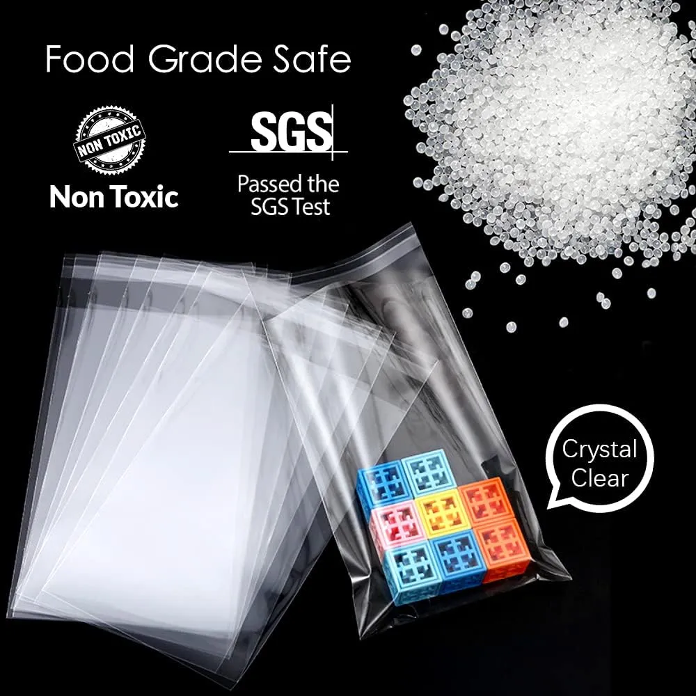 50 pcs Cellophane Bags 10 X 13 Inch Self Sealing Clear Cellophane Bags,for Fits A4, Clothing, T-shirts,Decorative Wrappers, Party Favors, Artwork and More