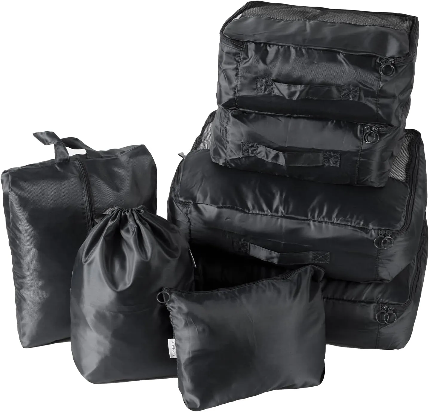 7 Set Packing Cubes for Travel Organization,Packing Organizers for Suitcases,Travel Accessories Luggage Organizer Set (Black)