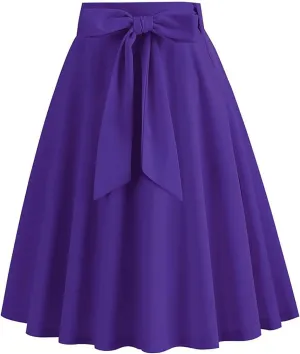 A Line Midi Skirts Women High Waist Pleated Skirts Flowy Vintage Skirts Business Casual Skirts Cocktail Party Skirt