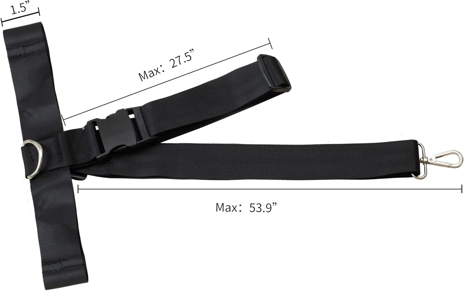 Add-a-Bag-Luggage-Strap-Travel-Accessories - Heavy Duty Adjustable Suitcase Belt,Connect Your 3 Luggages(Black, 1.5")