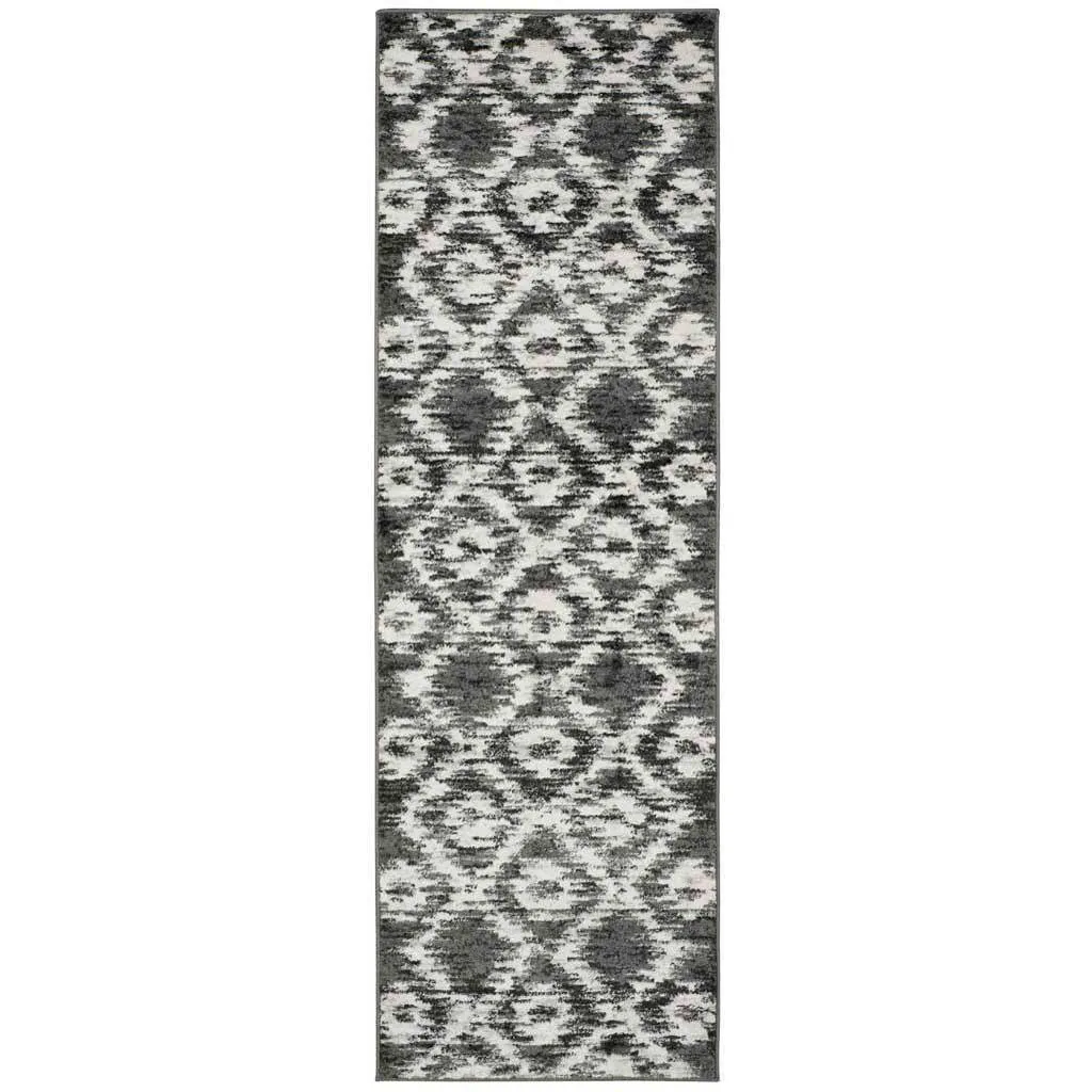 Adirondack Ikat Charcoal/Ivory Runner Rug